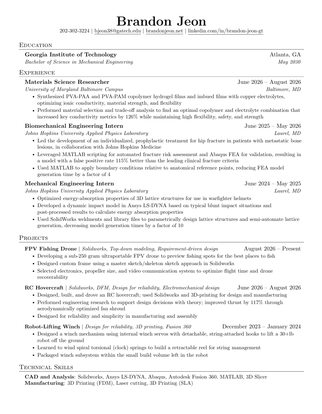 Brandon Jeon Resume